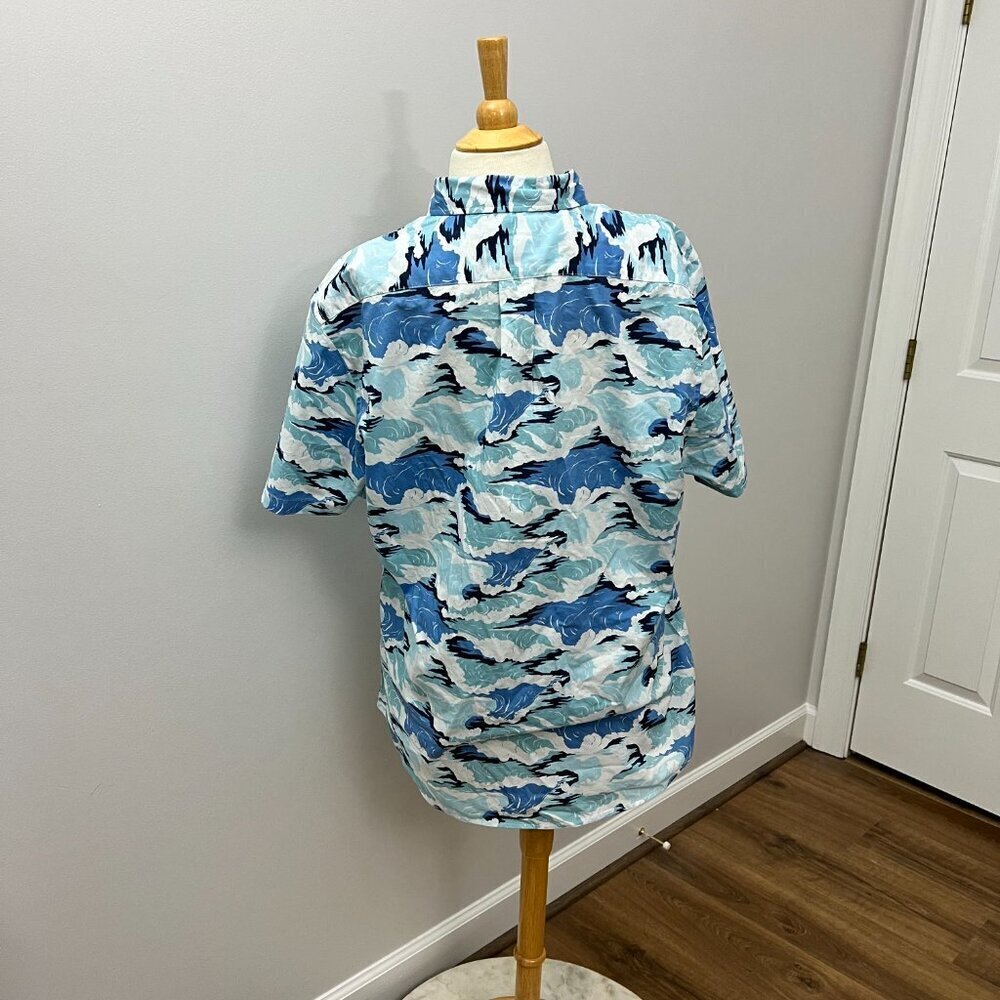 NEW Goodthreads Ocean Wave Men's Short-Sleeve Printed Cotton Shirt Sz XL - Picture 10 of 10